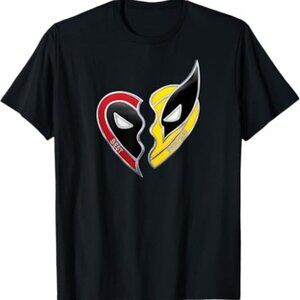 Deadpool Wolverine T-Shirt Marvel Studios Best Friends Heart Charm Tee 51
